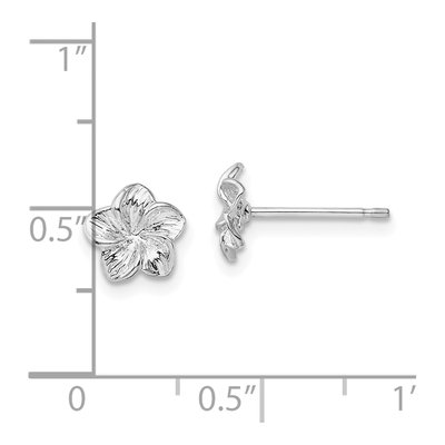 Sterling Silver Plumeria Flower Stud Earrings – view 5