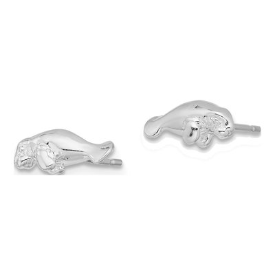 Sterling Silver Manatee Stud Earrings – view 3