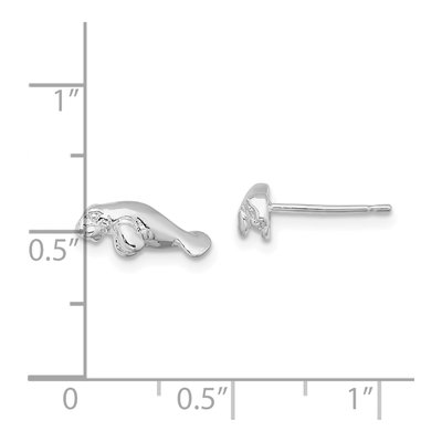 Sterling Silver Manatee Stud Earrings – view 5