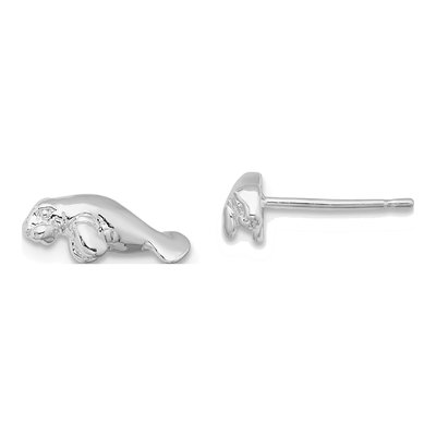 Sterling Silver Manatee Stud Earrings
