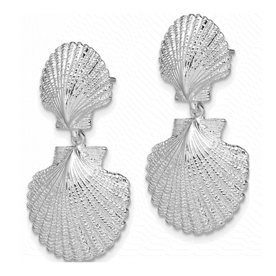 Sterling Silver Double Shell Dangle Earrings – view 3