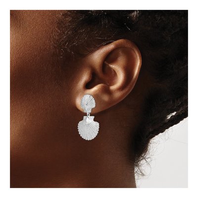 Sterling Silver Double Shell Dangle Earrings – view 4