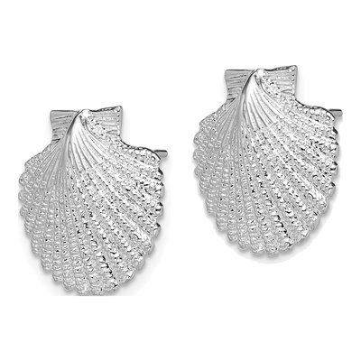 Sterling Silver Scallop Shell Stud Earrings – view 3