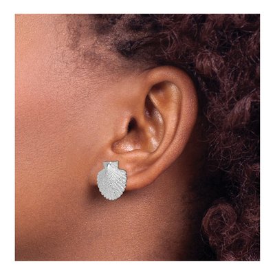 Sterling Silver Scallop Shell Stud Earrings – view 4