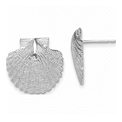 Sterling Silver Scallop Shell Stud Earrings