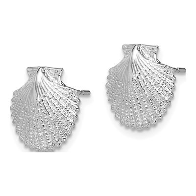 Sterling Silver Scallop Shell Stud Earrings – view 3