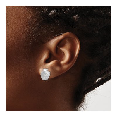 Sterling Silver Scallop Shell Stud Earrings – view 4