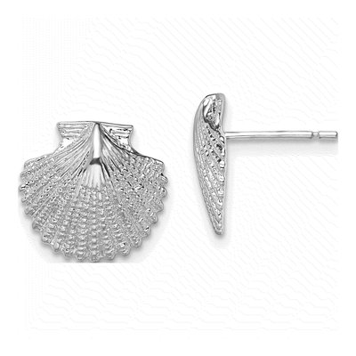 Sterling Silver Scallop Shell Stud Earrings