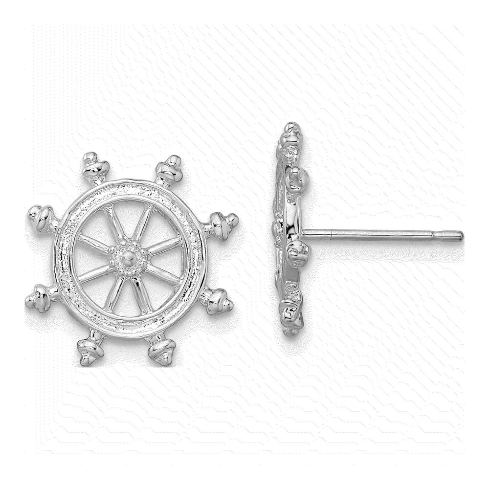 Sterling Silver Ships Wheel Stud Earrings