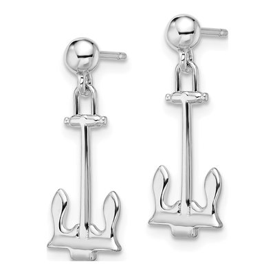 Sterling Silver Anchor Dangle Earrings – view 3