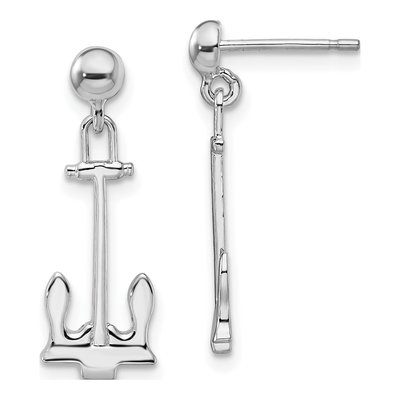 Sterling Silver Anchor Dangle Earrings