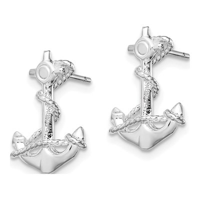 Sterling Silver Anchor Rope Stud Earrings – view 3
