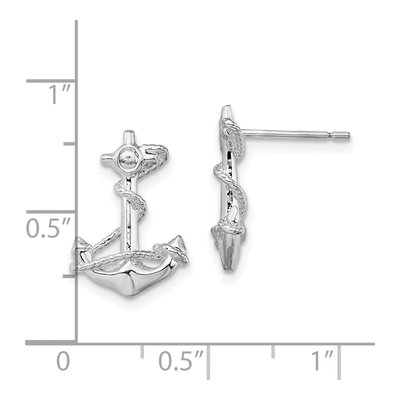 Sterling Silver Anchor Rope Stud Earrings – view 5