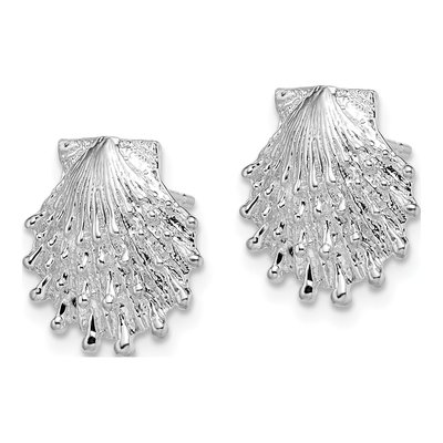 Sterling Silver Lions Paw Shell Stud Earrings – view 3