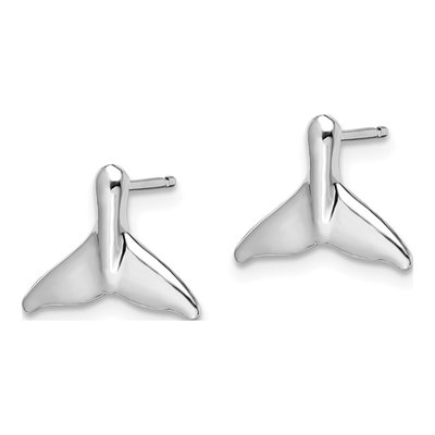 Sterling Silver Whale Tail Stud Earrings – view 3
