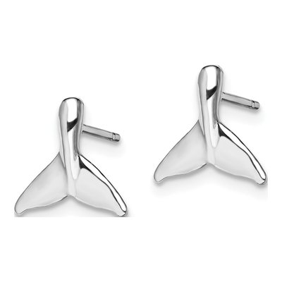Sterling Silver Mini Whale Tail Stud Earrings – view 3