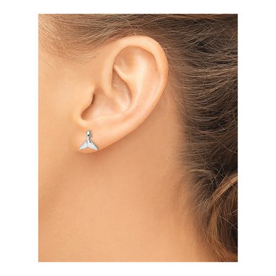 Sterling Silver Mini Whale Tail Stud Earrings – view 4