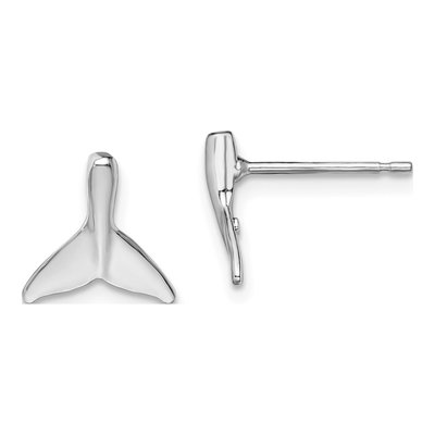 Sterling Silver Mini Whale Tail Stud Earrings