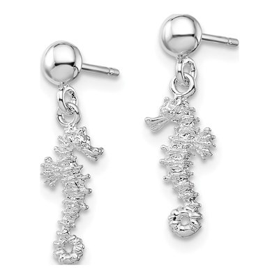 Sterling Silver 3D Seahorse Dangle Earrings – view 3
