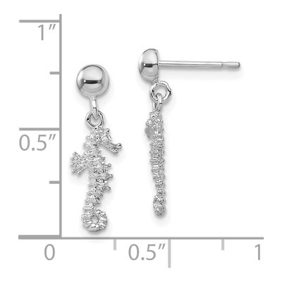 Sterling Silver 3D Seahorse Dangle Earrings – view 5