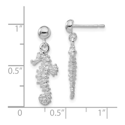 Sterling Silver 3D Seahorse Dangle Earrings – view 5