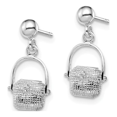 Sterling Silver Nantucket Basket Dangle Earrings – view 3