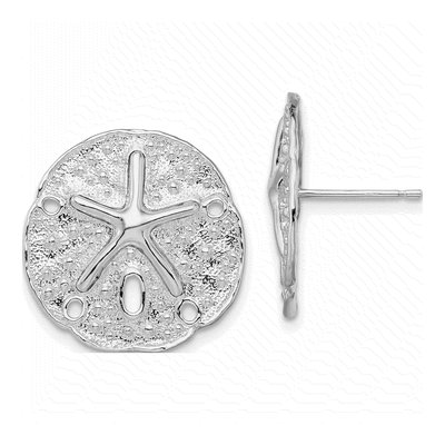 Sterling Silver Sand Dollar Starfish Stud Earrings