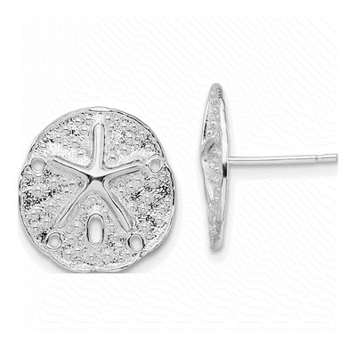 Sterling Silver Sand Dollar Starfish Stud Earrings