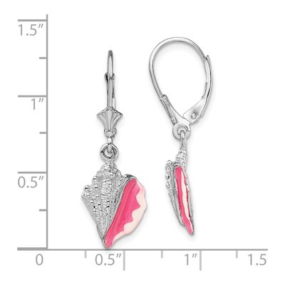 Sterling Silver Enamel Conch Shell Leverback Earrings – view 5