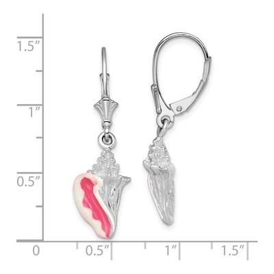 Sterling Silver Enamel Conch Shell Leverback Earrings – view 5