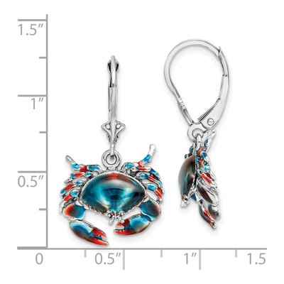 Sterling Silver Enamel Crab Leverback Earrings – view 5