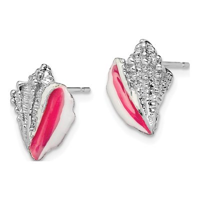 Sterling Silver Enameled Conch Shell Stud Earrings – view 3