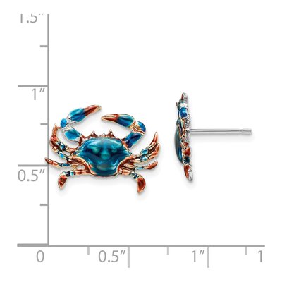 Sterling Silver Enameled Blue Crab Stud Earrings – view 5