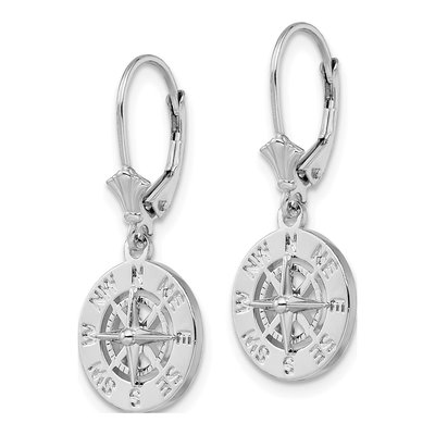 Sterling Silver Mini Compass Leverback Earrings – view 3