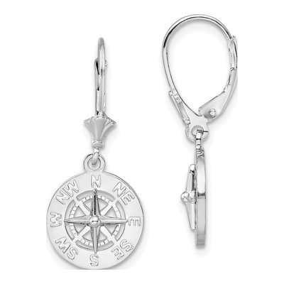 Sterling Silver Mini Compass Leverback Earrings