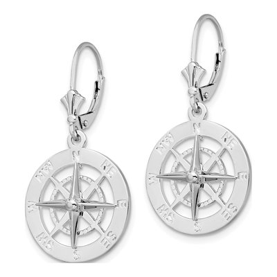 Sterling Silver Compass Leverback Earrings – view 3