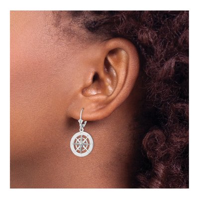 Sterling Silver Compass Leverback Earrings – view 4