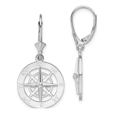 Sterling Silver Compass Leverback Earrings