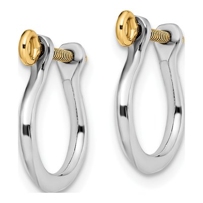Sterling Silver & 14K Gold 3D Shackle Dangle Earrings – view 3