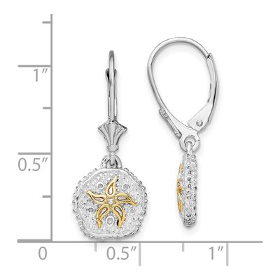 Sterling Silver & 14K Gold Sand Dollar Starfish Leverback Earrings – view 5