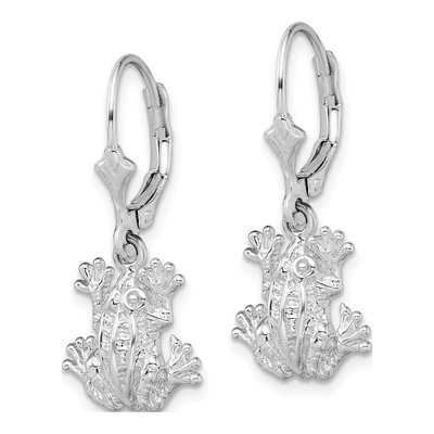 Sterling Silver Frog Leverback Earrings – view 3