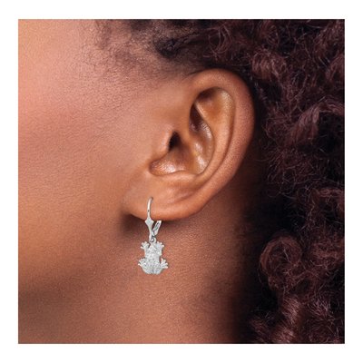 Sterling Silver Frog Leverback Earrings – view 4