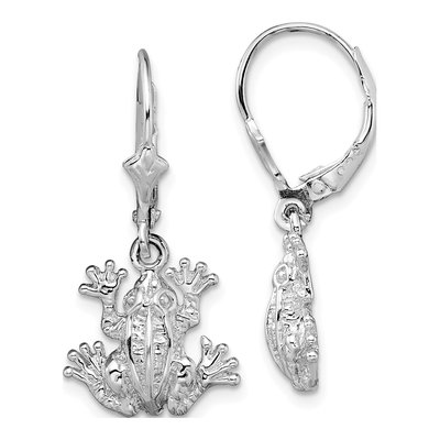 Sterling Silver Frog Leverback Earrings