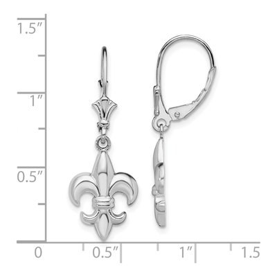 Sterling Silver Fleur de Lis Leverback Earrings – view 5
