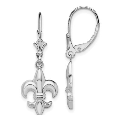 Sterling Silver Fleur de Lis Leverback Earrings