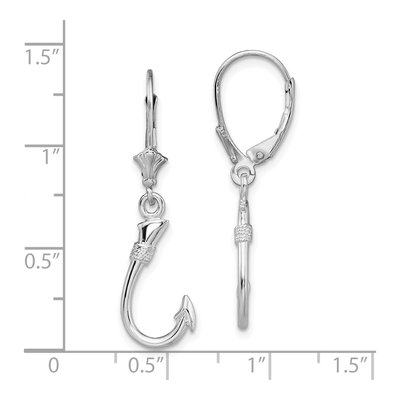 Sterling Silver 3D Fish Hook Leverback Earrings – view 5