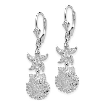 Sterling Silver Starfish Shell Leverback Earrings – view 3
