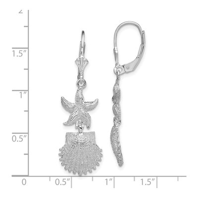 Sterling Silver Starfish Shell Leverback Earrings – view 5