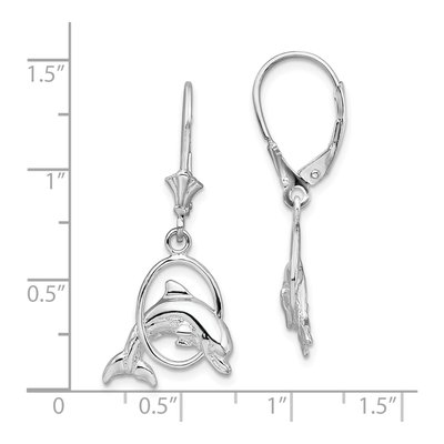 Sterling Silver Dolphin Leverback Earrings – view 5