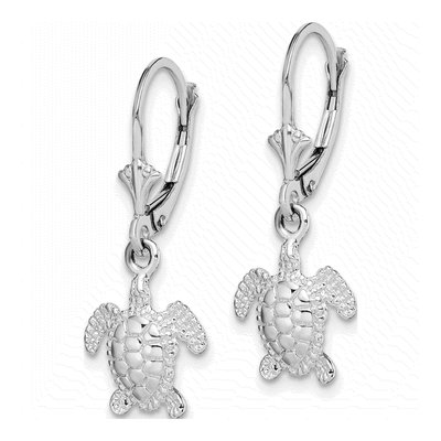 Sterling Silver Sea Turtle Leverback Earrings – view 3